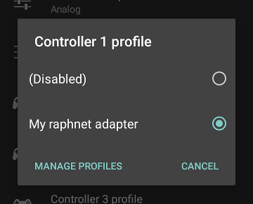 Controller 1 profile selection