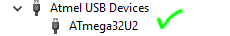 ATmega32U2 driver installed correctly